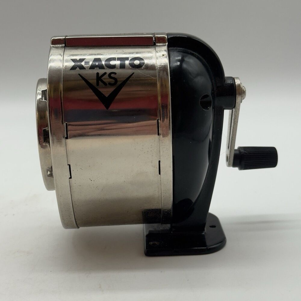 X-ACTO KS Manual Hand Crank Pencil Sharpener Desk Wall Mount Black Chrome